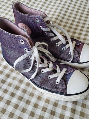 Converse Chuck Taylor All Star Shoes Coastal Iridescent Pink Silver White Sz 4